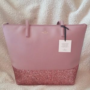 NWT Kate Spade Greta GLITTER handbag Dusty pink